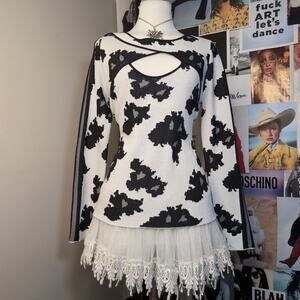 Whimsygoth Printed Black Sweater